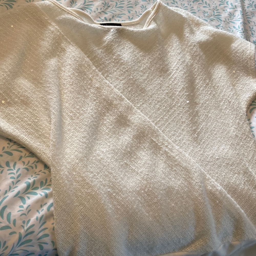 Sparkly white short sleeve sweater